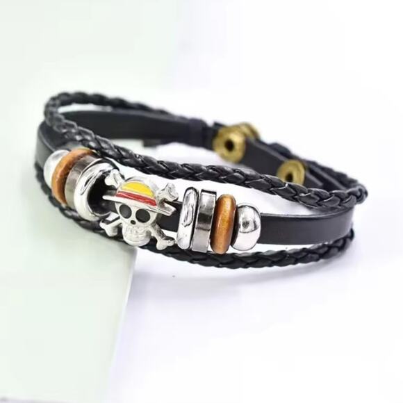 One Piece Bracelet Leather Style Anime Manga Pirate Luffy Cosplay Birthday Gift - Picture 4 of 6